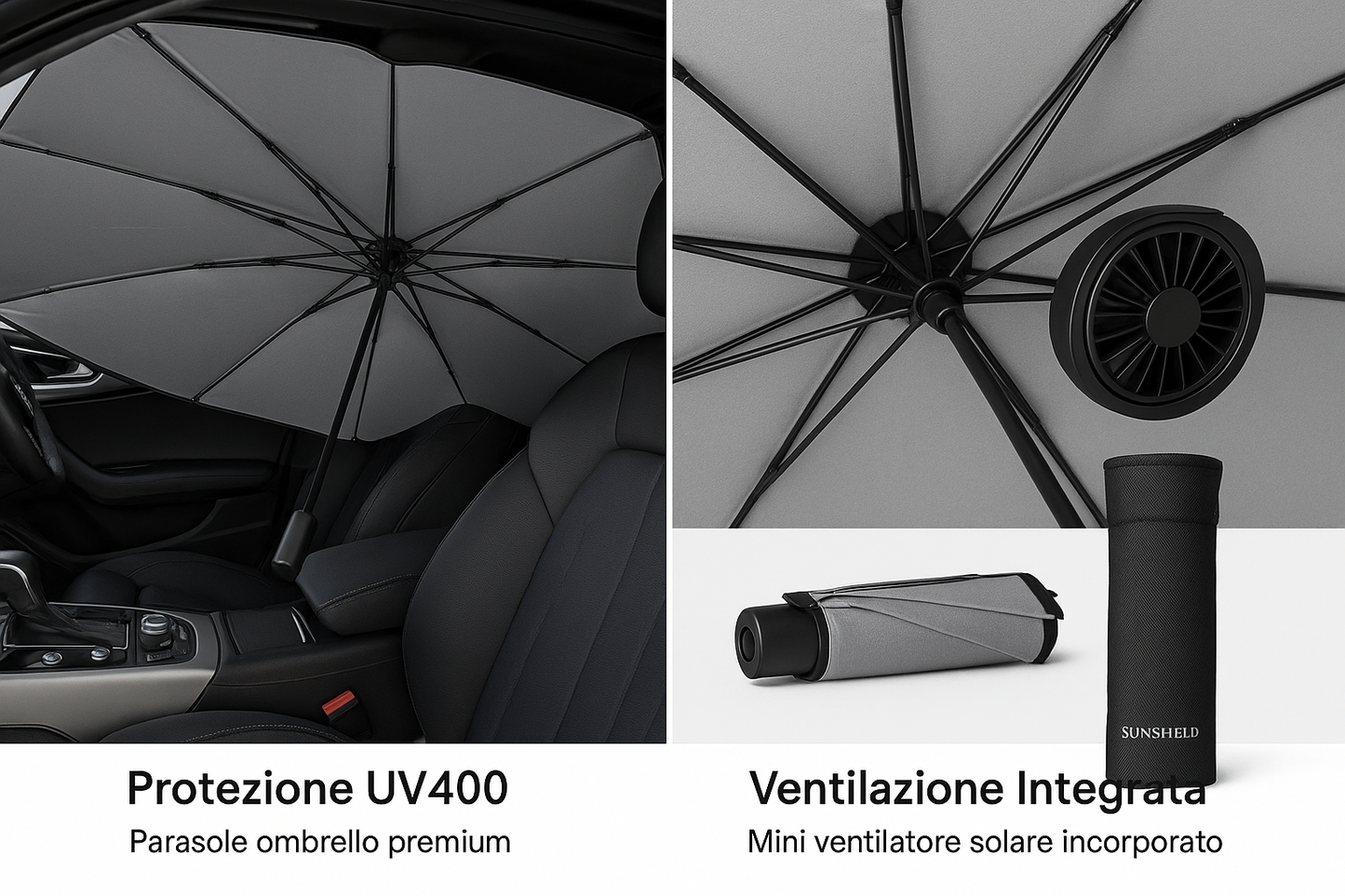 Ombrello parasole auto smart - ventilatore usb incluso