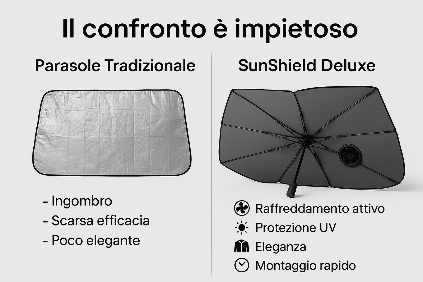 Ombrello parasole auto smart - ventilatore usb incluso
