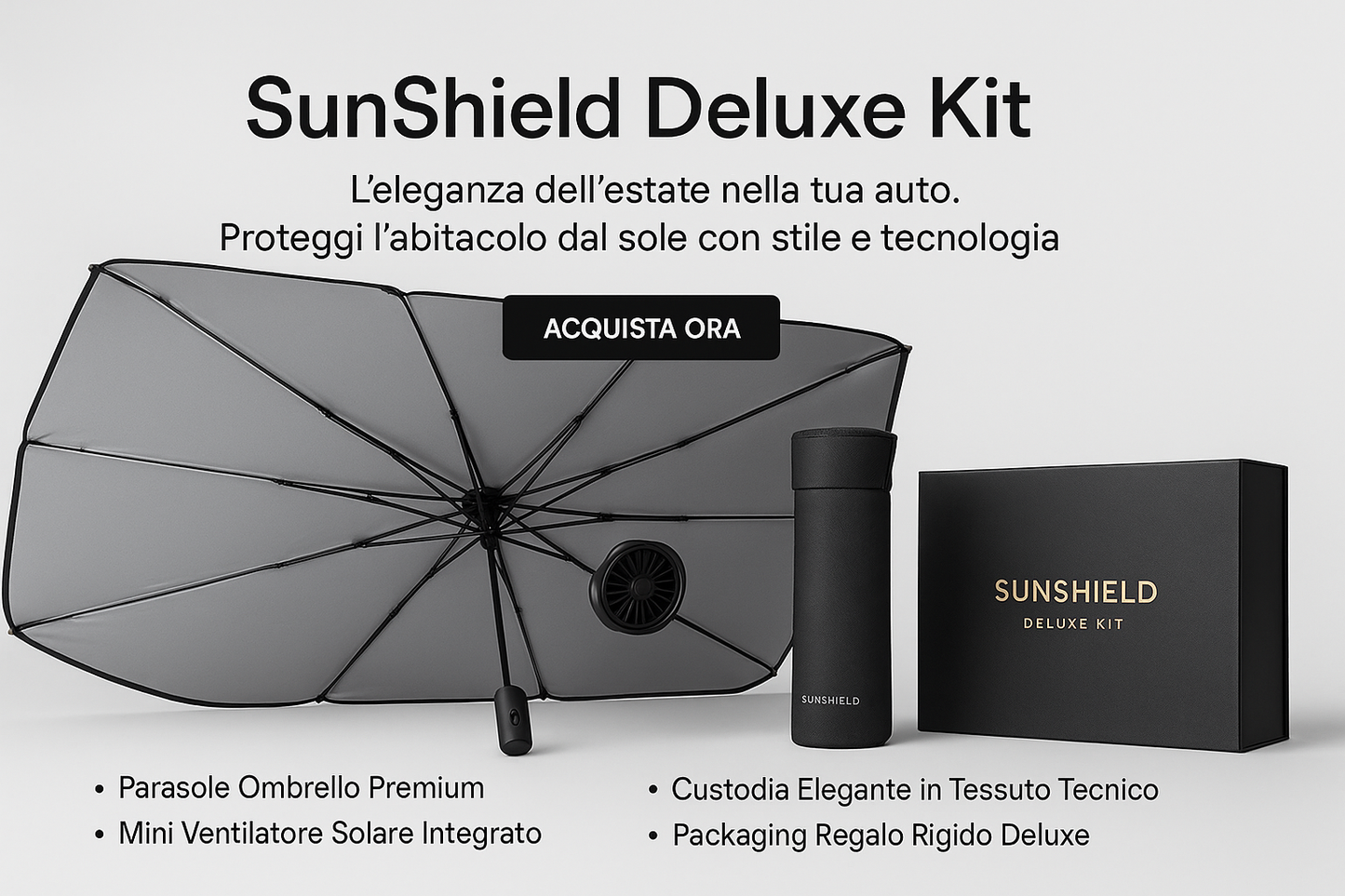 Ombrello parasole auto smart - ventilatore usb incluso